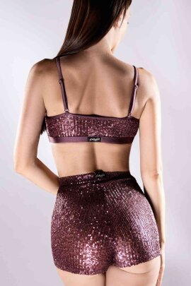 Polerina Bike Shorts Lentejuelas Burdeos
