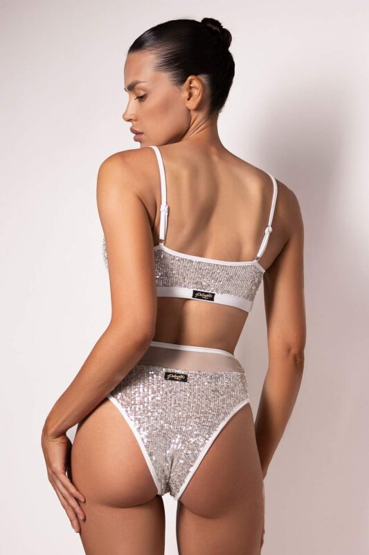 Polerina Pantalones Cortos Nixa Lentejuelas Plata