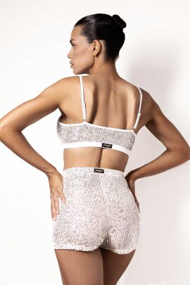Polerina Bike Shorts Lentejuelas Plata S