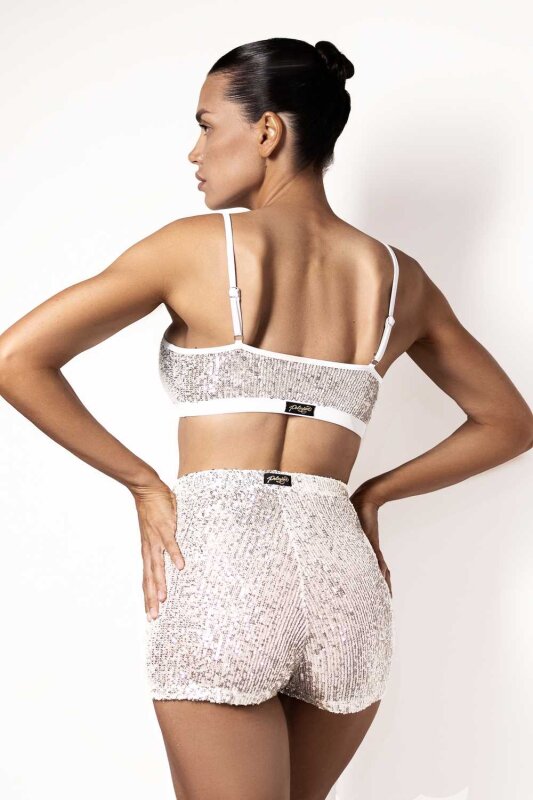 Polerina Bike Shorts Lentejuelas Plata L