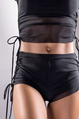 Polerina Pantalones Cortos Side Cinch Malla Negra