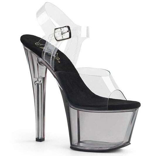 Pleaser Sandalia de Tacón SKY-308T Plata Transparente Ahumado EU-42 / US-12