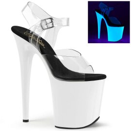 Pleaser Sandalia de Tacón FLAMINGO-808UV Transparente Blanco-Neón EU-36 / US-6