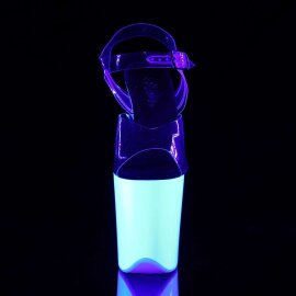 Pleaser Sandalia de Tacón FLAMINGO-808UV Transparente Blanco-Neón EU-36 / US-6