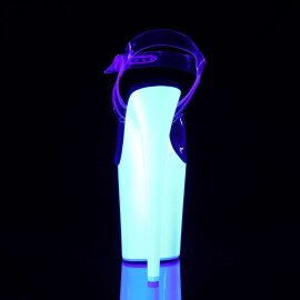 Pleaser Sandalia de Tacón FLAMINGO-808UV Transparente Blanco-Neón EU-36 / US-6
