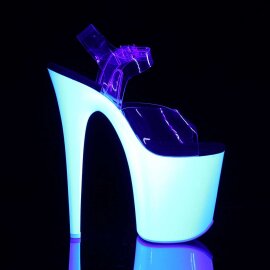 Pleaser Sandalia de Tacón FLAMINGO-808UV Transparente Blanco-Neón EU-36 / US-6