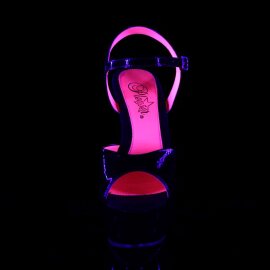 Pleaser Sandalia de Tacón KISS-209TT Negro Charol...