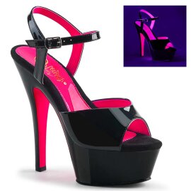 Pleaser Sandalia de Tacón KISS-209TT Negro Charol...