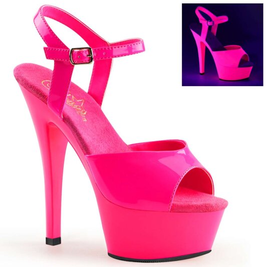 Pleaser Sandalia de Tacón KISS-209UV Rosa Claro Neón EU-37 / US-7