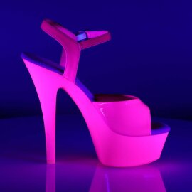Pleaser Sandalia de Tacón KISS-209UV Rosa Claro Neón EU-37 / US-7