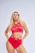 Lunalae Pantalones Cortos High Waist Loretta Mesh Cut Out Satin Rojo S