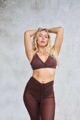Lunalae Top Sienna Mesh Cut Out Bra Chocolate