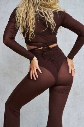 Lunalae Pantalones Sienna Mesh Flare Chocolate
