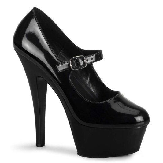 Pleaser Sandalia de Tacón KISS-280 Negro Charol EU-37 / US-7