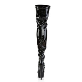 Pleaser Bota Alta KISS-3000 Negro Elástico Charol EU-40 / US-10