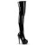 Pleaser Bota Alta KISS-3000 Negro Elástico Charol EU-40 / US-10