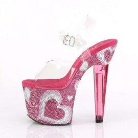 Pleaser Sandalia de Tacón LOVESICK-708Corazón Transparente Rosa Metalizado EU-35 / US-5