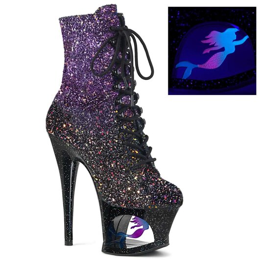 Pleaser Botín MOON-1020MER Negro Multicolor Multi Purpurina EU-35 / US-5