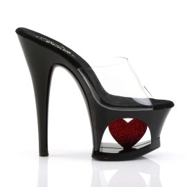 Pleaser Zapato Abierto MOON-701HRS Negro Rojo Transparente Metalizado EU-35 / US-5