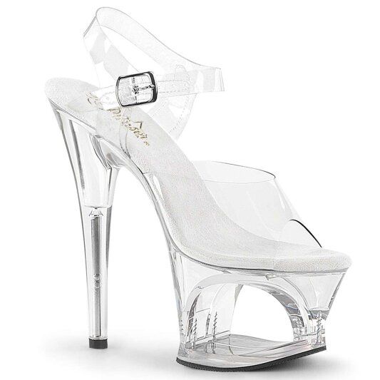 Pleaser Sandalia de Tacón MOON-708 Plata Transparente EU-35 / US-5