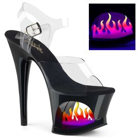 Pleaser Sandalia de Tacón MOON-708FLM Negro Transparente EU-37 / US-7