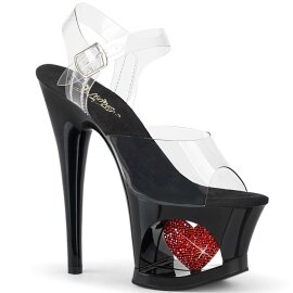 Pleaser Sandalia de Tacón MOON-708HRS Negro Rojo...