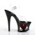 Pleaser Sandalia de Tacón MOON-708HRS Negro Rojo Transparente Metalizado EU-37 / US-7
