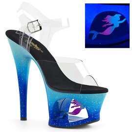Pleaser Sandalia de Tacón MOON-708MER Azul Multi...