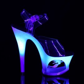Pleaser Sandalia de Tacón MOON-708MER Azul Multi Purpurina EU-35 / US-5