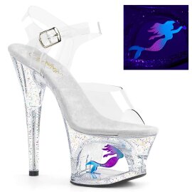 Pleaser Sandalia de Tacón MOON-708MER Plata...