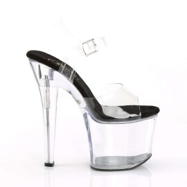 Pleaser Sandalia de Tacón RADIANT-708 Negro Transparente EU-42 / US-12