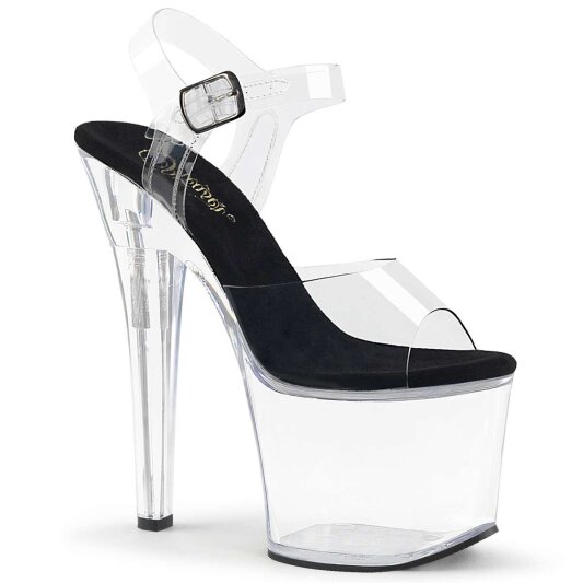 Pleaser Sandalia de Tacón RADIANT-708 Negro Transparente EU-37 / US-7