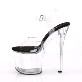 Pleaser Sandalia de Tacón RADIANT-708 Negro Transparente EU-37 / US-7