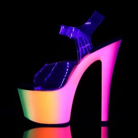 Pleaser Sandalia de Tacón RAINBOW-308UV Transparente Neón-Azul EU-35 / US-5