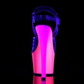 Pleaser Sandalia de Tacón RAINBOW-308UV Transparente Neón-Azul EU-35 / US-5