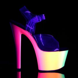 Pleaser Sandalia de Tacón RAINBOW-308UV Transparente Neón-Azul EU-35 / US-5