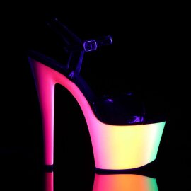 Pleaser Sandalia de Tacón RAINBOW-309UV Negro Charol Multicolor-Neón EU-37 / US-7