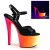 Pleaser Sandalia de Tacón RAINBOW-309UV Negro Charol Multicolor-Neón EU-37 / US-7