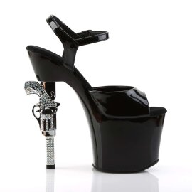 Pleaser Sandalia de Tacón REVOLVER-709 Negro EU-37 / US-7