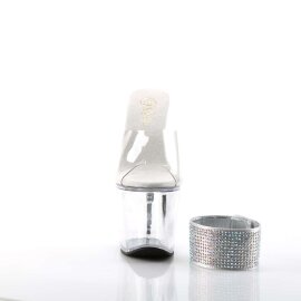 Pleaser Zapato Abierto REVOLVER-712 Plata Transparente...