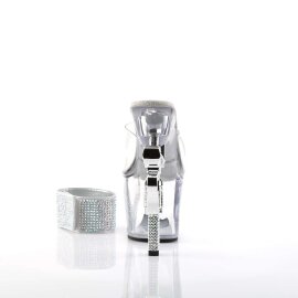 Pleaser Zapato Abierto REVOLVER-712 Plata Transparente EU-35 / US-5