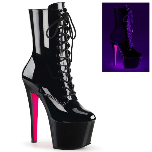 Pleaser Botín SKY-1020TT Negro Rosa Claro Neón EU-37 / US-7