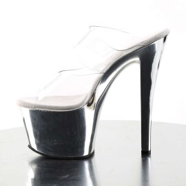 Pleaser Zapato Abierto SKY-302 Plata Transparente Metalizado EU-38 / US-8