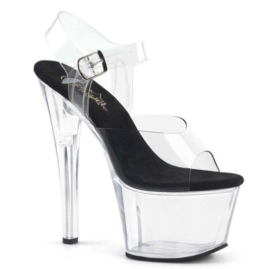 Pleaser Sandalia de Tacón SKY-308 Negro Transparente EU-35 / US-5