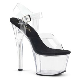 Pleaser Sandalia de Tacón SKY-308 Negro Transparente EU-37 / US-7