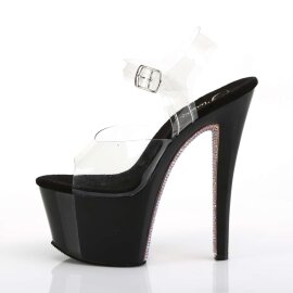 Pleaser Sandalia de Tacón SKY-308CRS Negro Transparente EU-35 / US-5