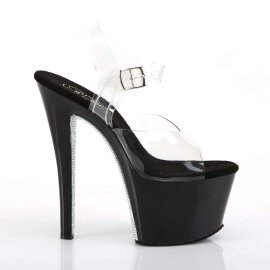 Pleaser Sandalia de Tacón SKY-308CRS Negro Transparente EU-35 / US-5