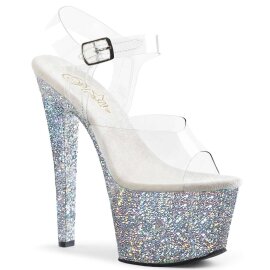 Pleaser Sandalia de Tacón SKY-308LG Plata...
