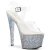 Pleaser Sandalia de Tacón SKY-308LG Plata Transparente Multi Purpurina EU-35 / US-5