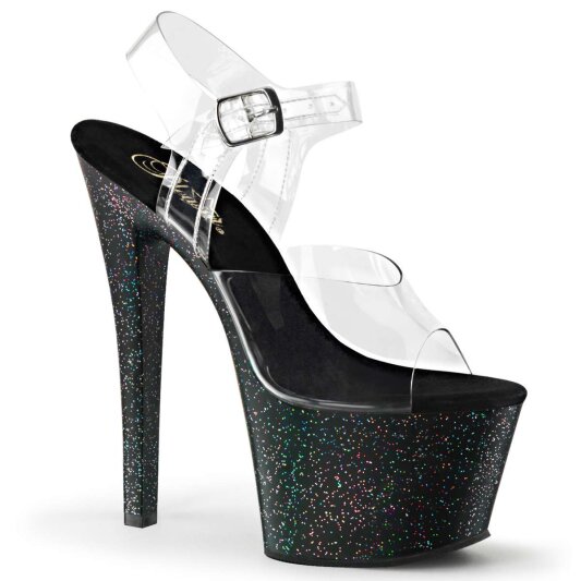 Pleaser Sandalia de Tacón SKY-308MG Negro Transparente EU-37 / US-7